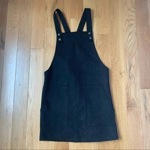 Black Faux Suede Overall Dress